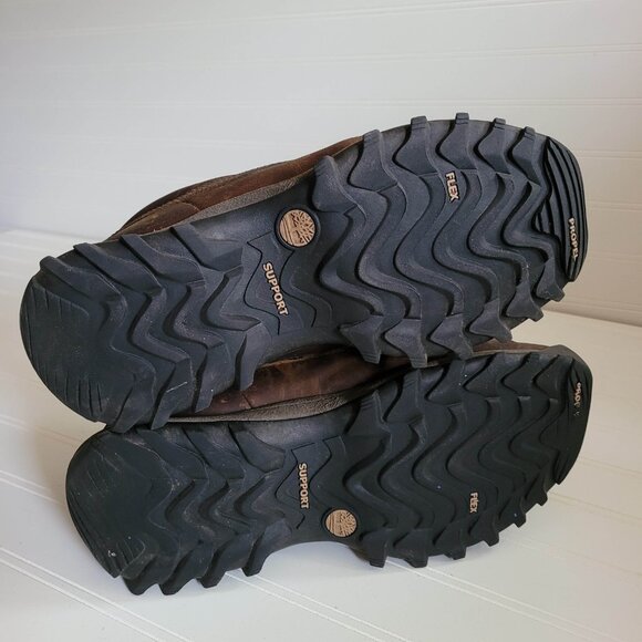 Timberland Boots Mens 9.5 Brown Leather Canard Mid Hiking Outdoors Distressed - Picture 11 of 15